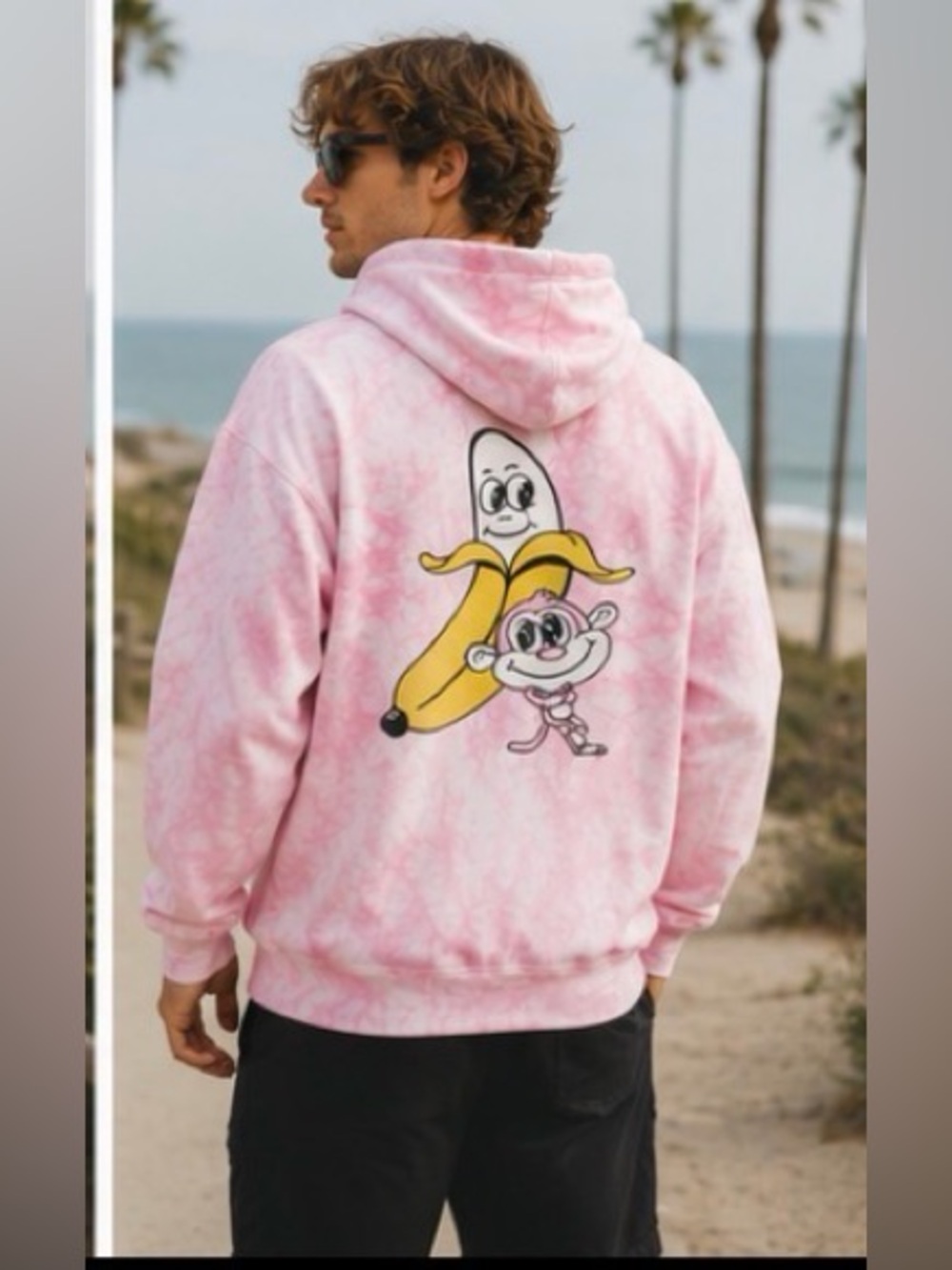 Bananas Monkey 2 DYE 4 Men's Hoodie Ac family Heavyweight Pink